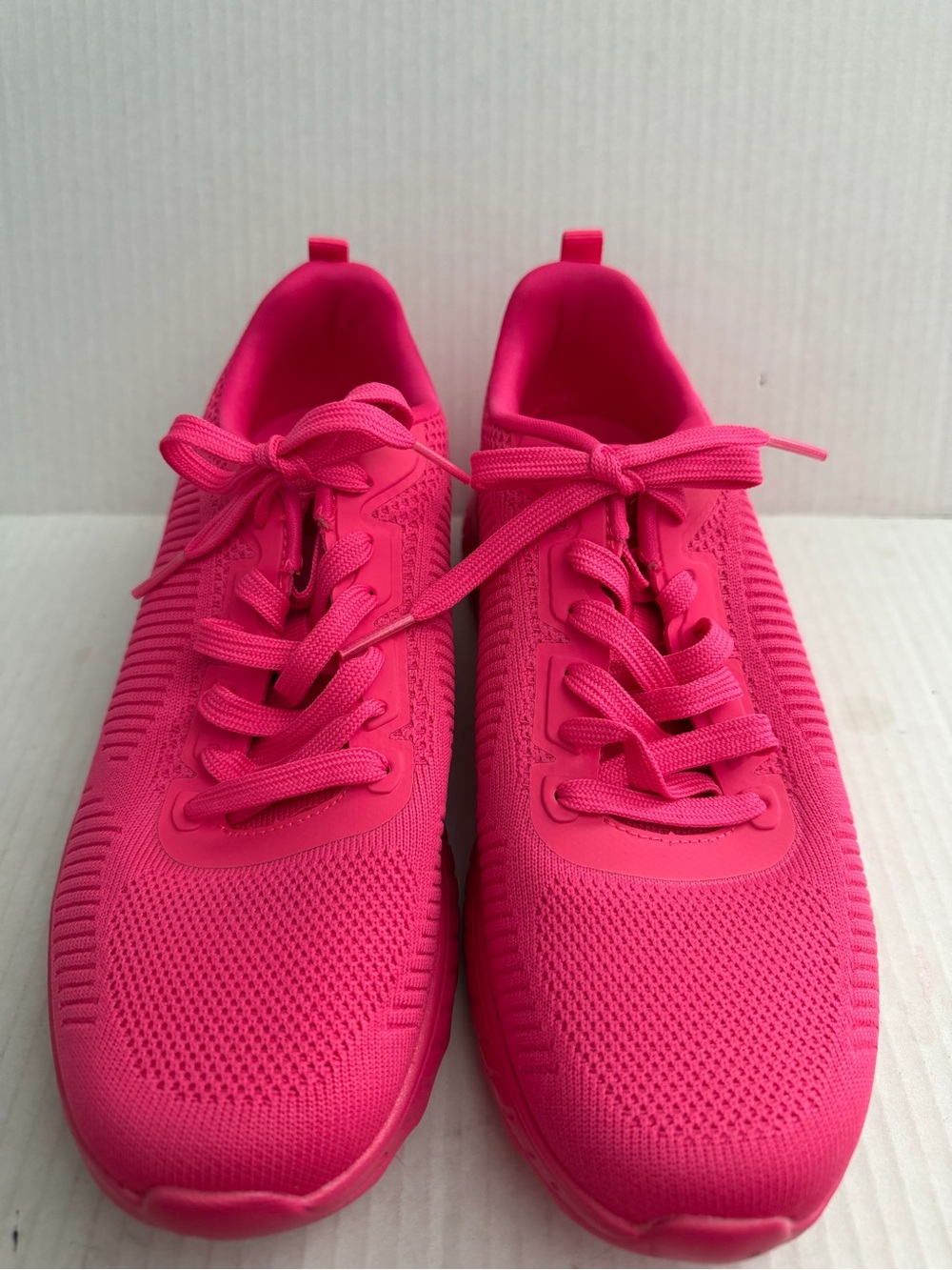BOBS from Skechers Chaos Hot Pink Knit Lace-Up Sneakers